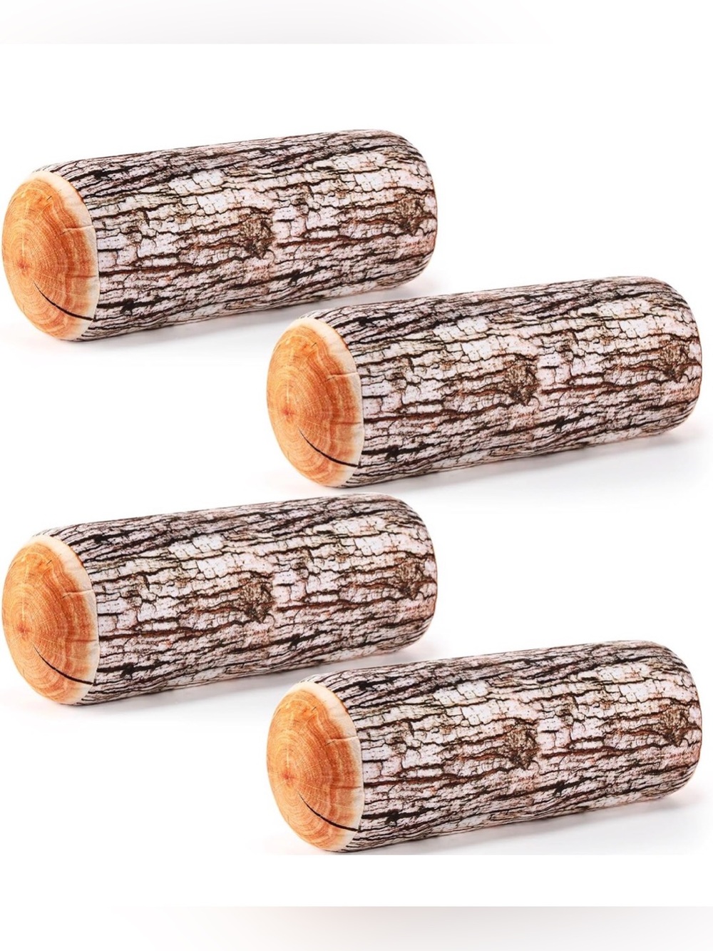Lot 4 Realistic 3D Log Bolster Pillows Rustic Cabin Bark Wood Grain Novelty